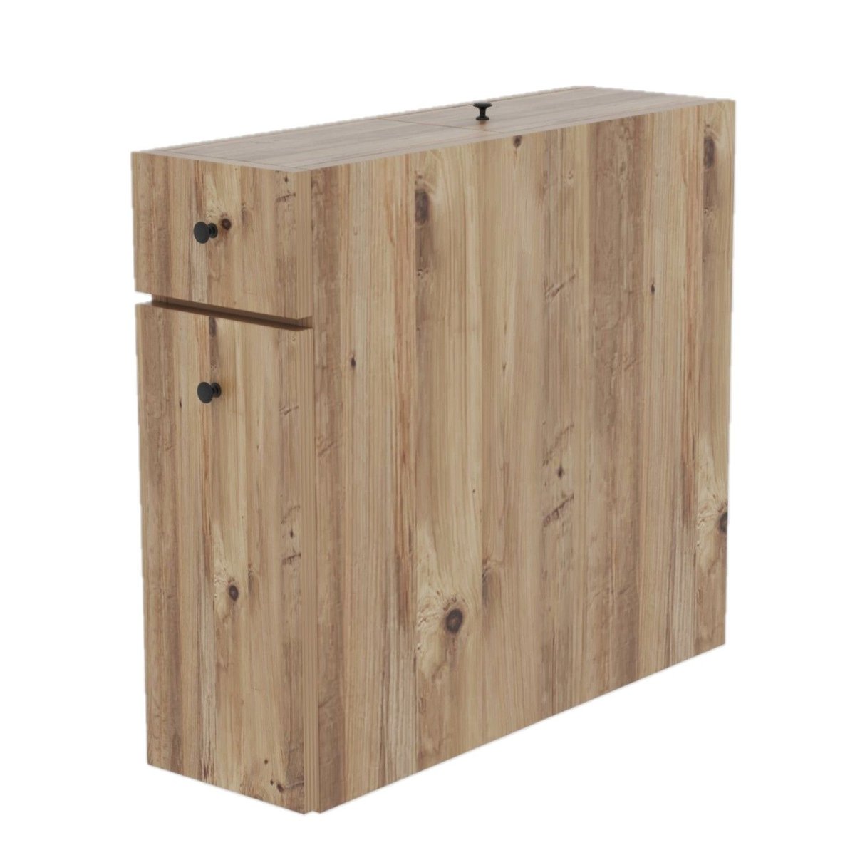 Rangement de salle de bain compact 2 tiroirs et une porte marron, TOILINUX