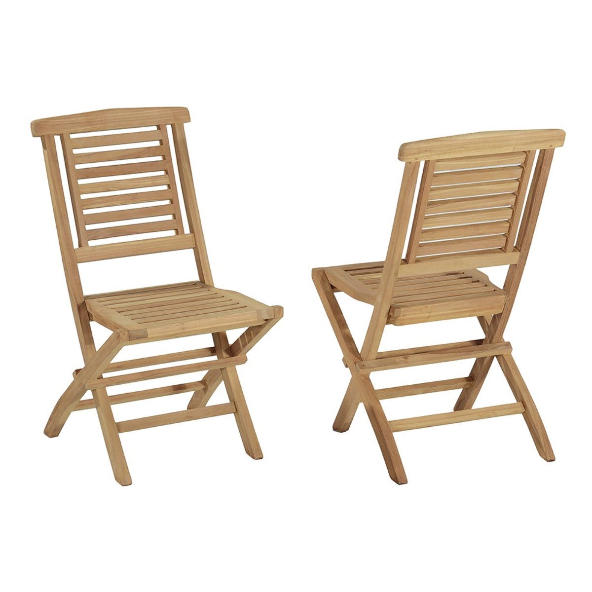 Chaises de jardin pliantes en teck massif (lot de 2) - BARBADE naturel, TECK ATTITUDE
