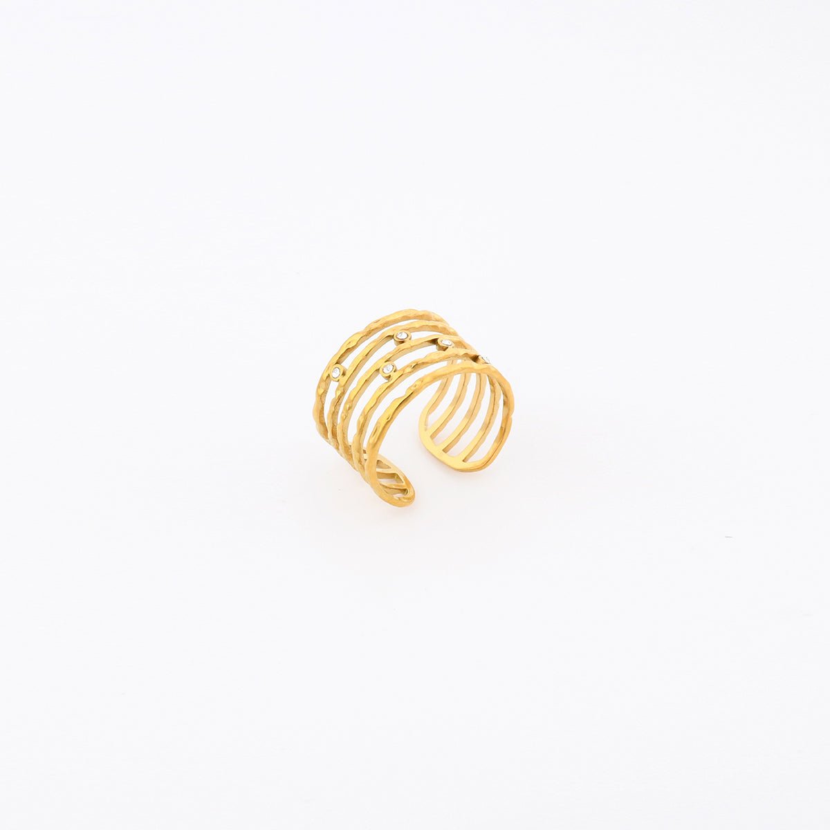 Bague multi rangs en acier inoxydable avec strass aucun, BALABOOSTE