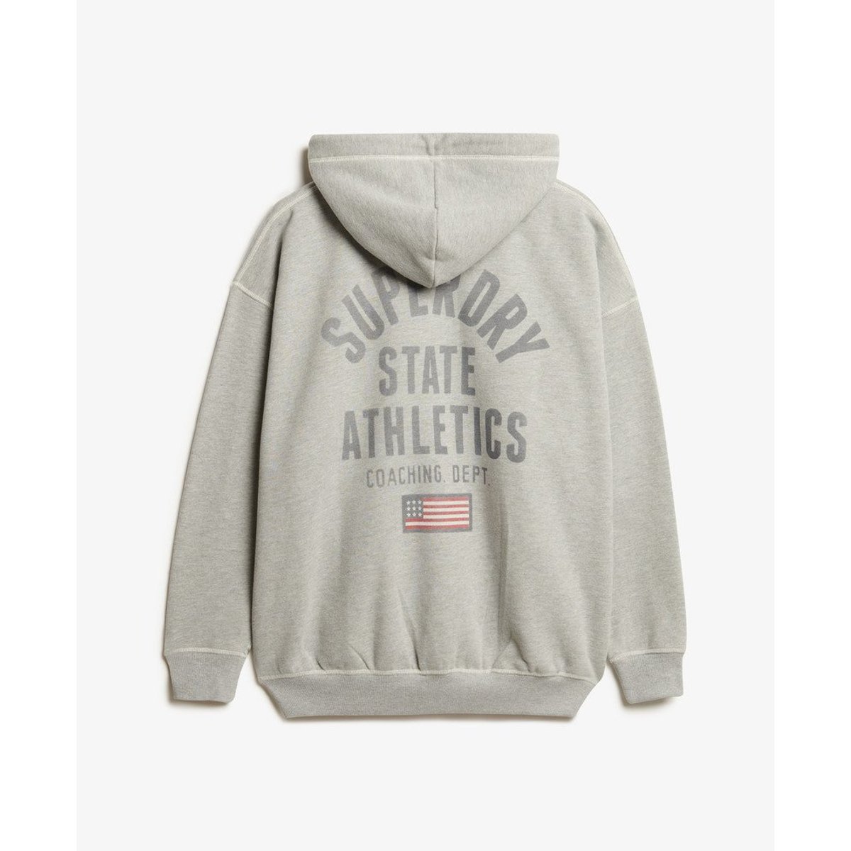 Sweat à capuche zippé oversize Athletic Essential gris chiné, SUPERDRY