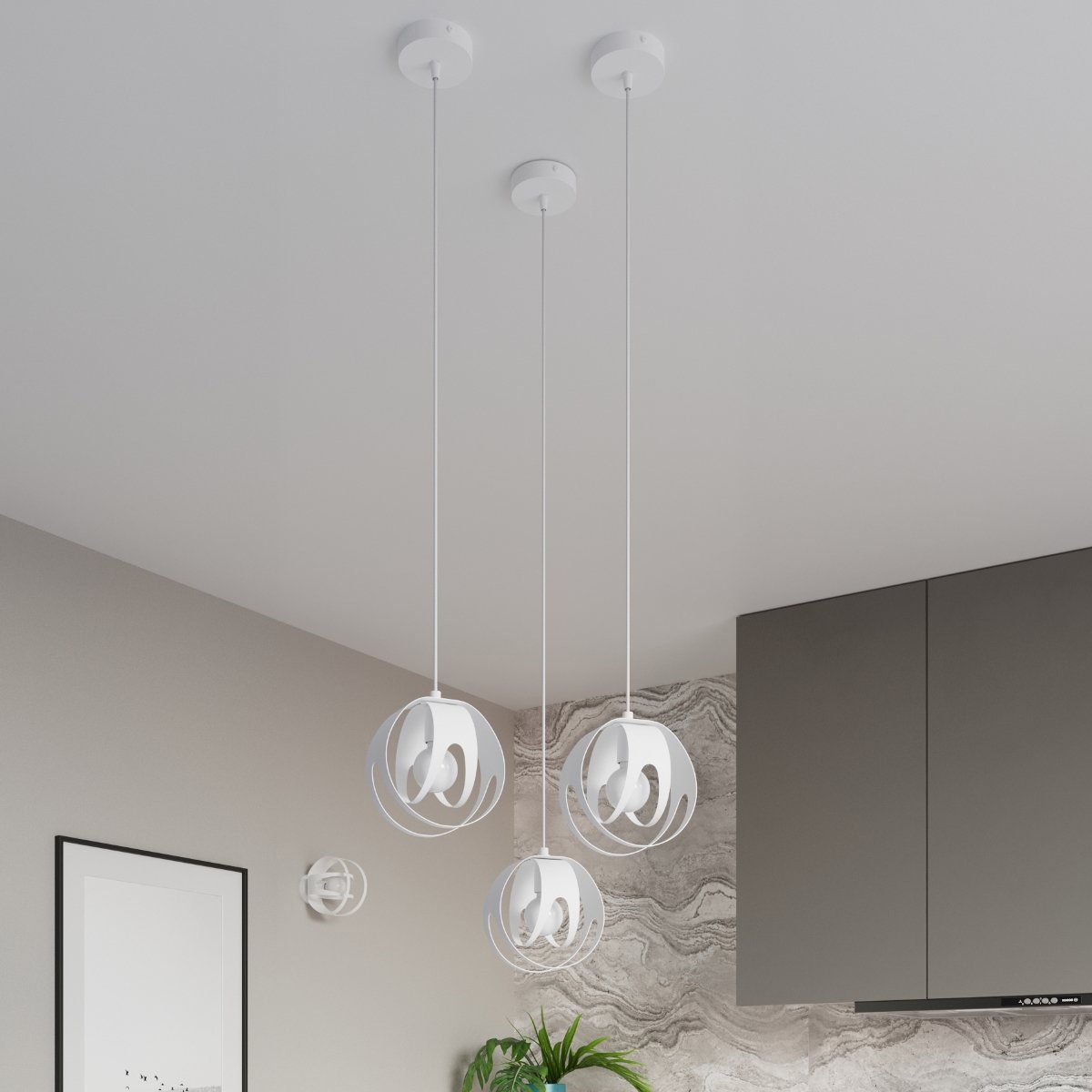 Suspension Acier Blanc E27 1 Tulos blanc, EDEN