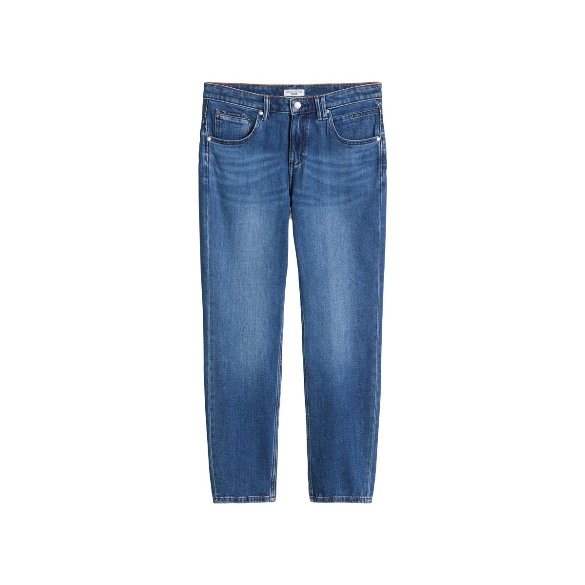 Jeans modèle Freja boyfriend cropped en mélange de coton organique bleu foncé, MARC O’POLO DENIM