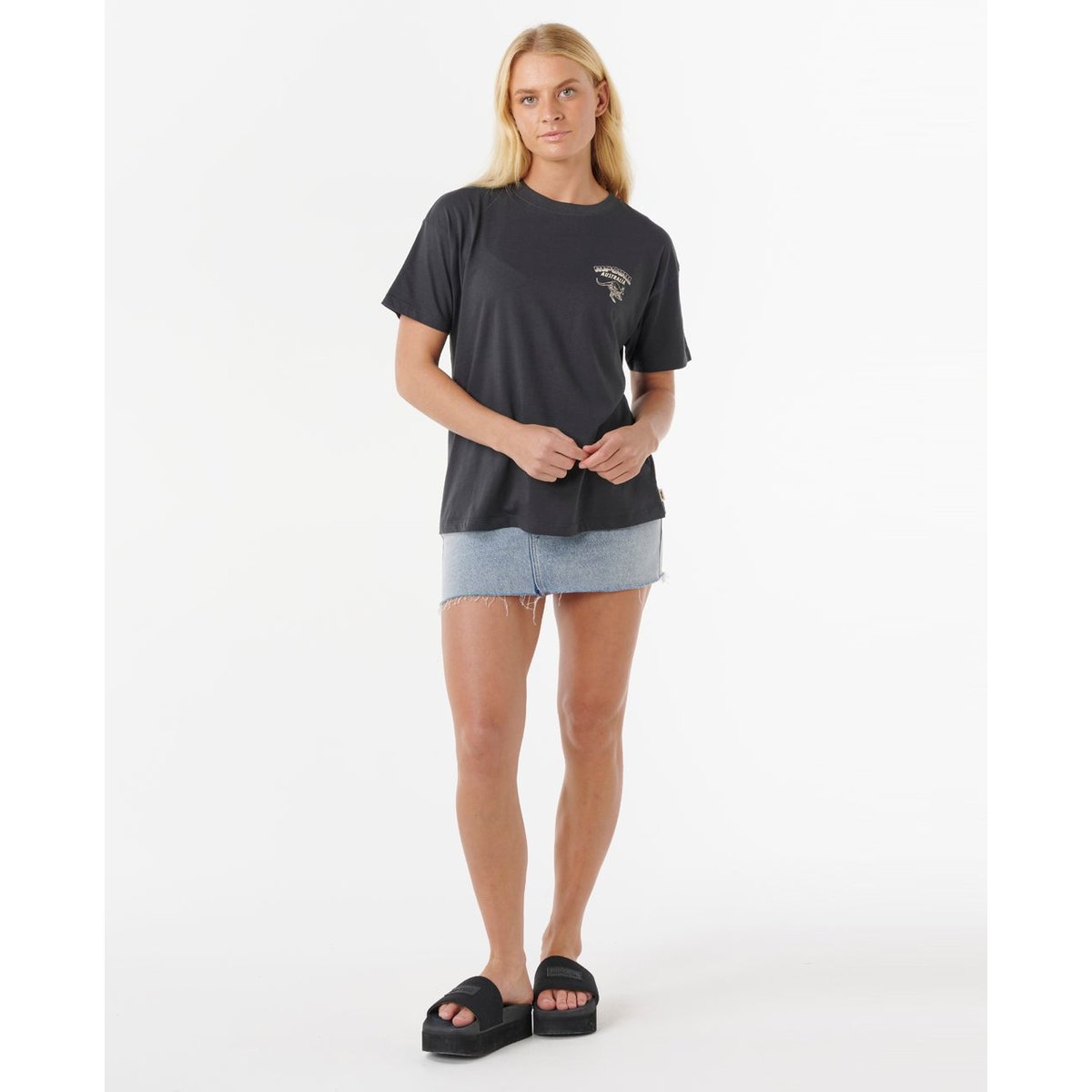 T-shirt manches courtes Relax Kanga Road Trippin noir délavé, RIP CURL