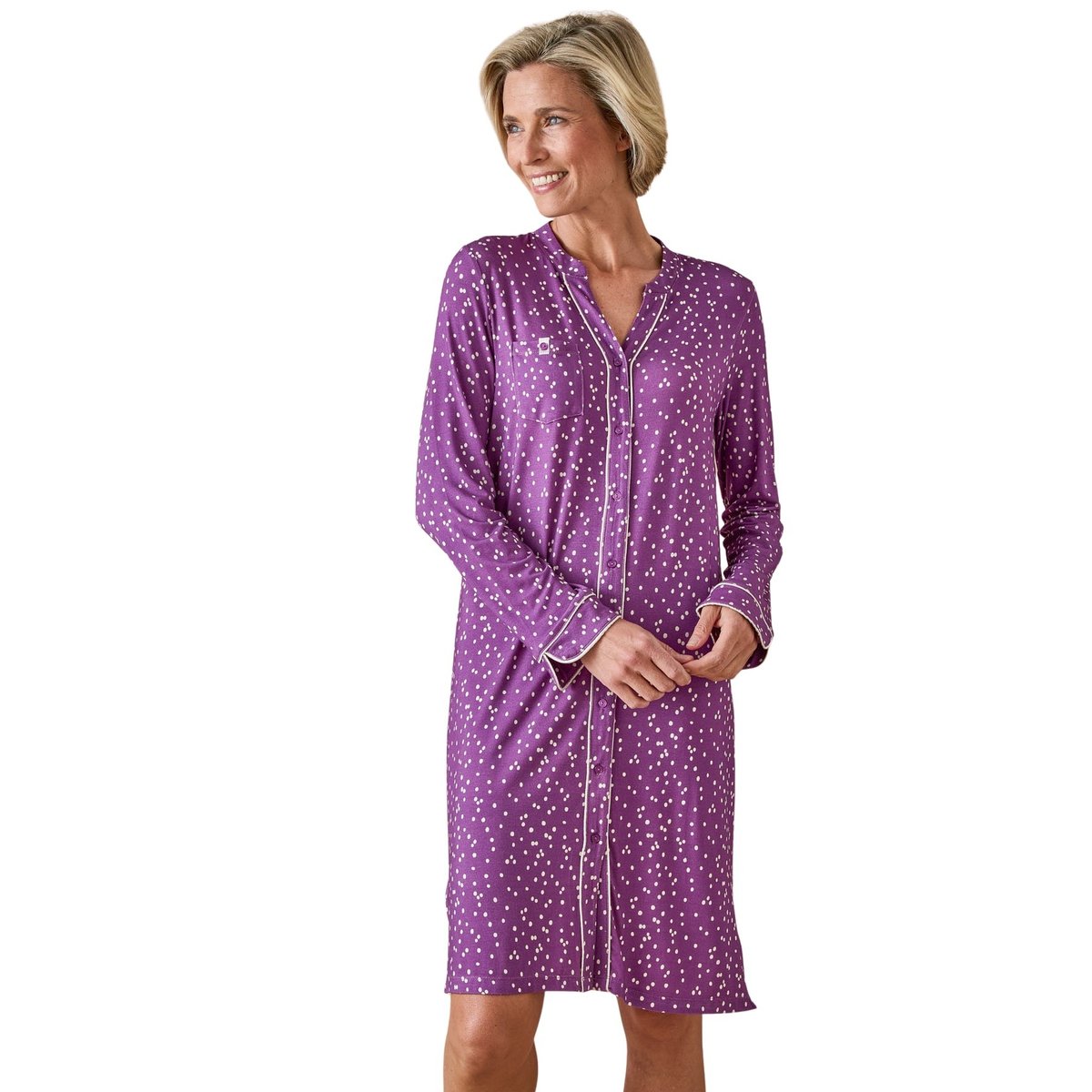Chemise de nuit liquette imprimé prune, DAXON