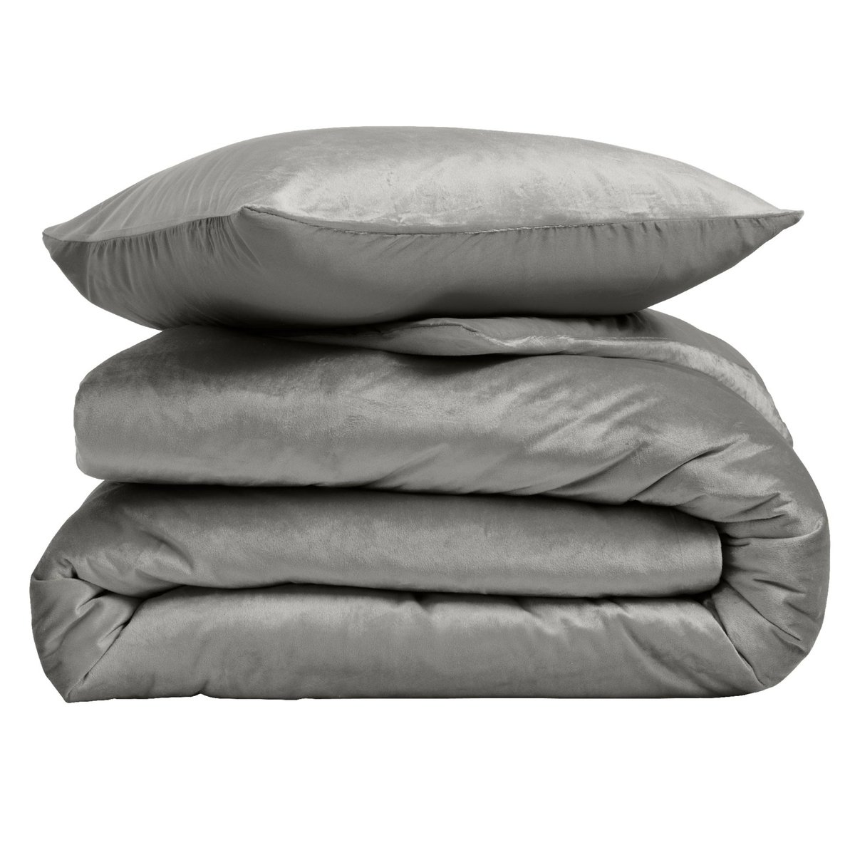 Parure de lit en velours uni gris anthracite, DOUCEUR D'INTÉRIEUR