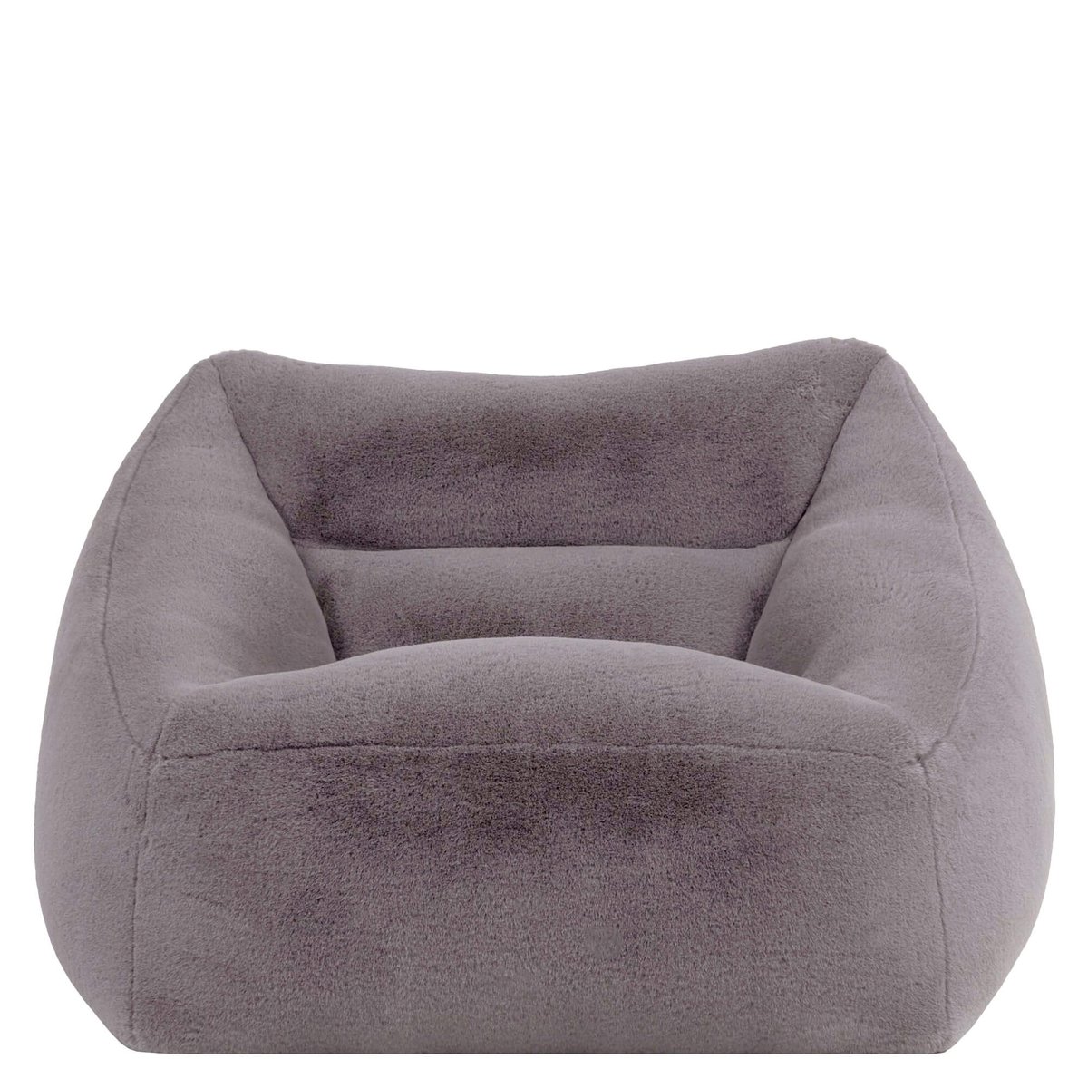 Pouf fauteuil salon en imitation fourrure luxueuse de lapin Oeko-Tex® - NATALIA gris clair, ICON