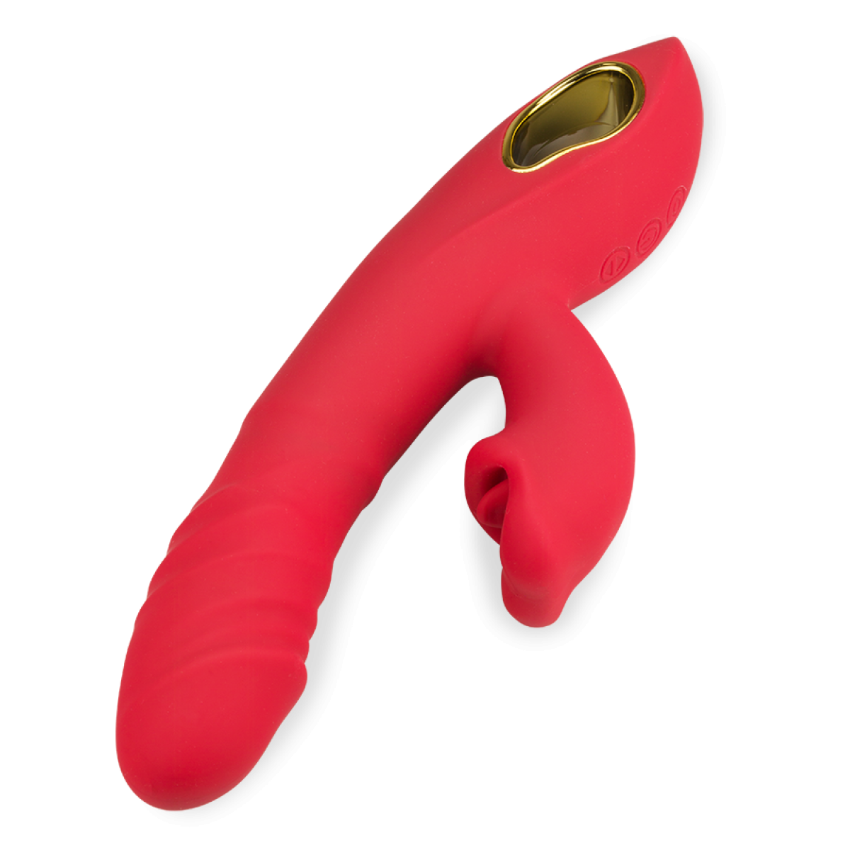 Vibromasseur puissant rabbit va-et-vient et langue Pleasure Rush rouge, LOVE AND VIBES