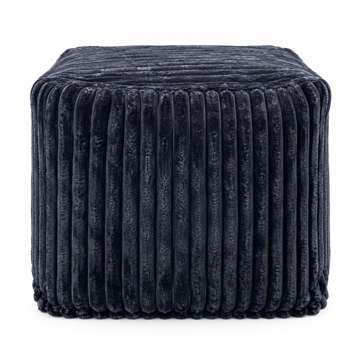 Pouf carré velours grosses côtes anthracite VISBY anthracite, PIER IMPORT