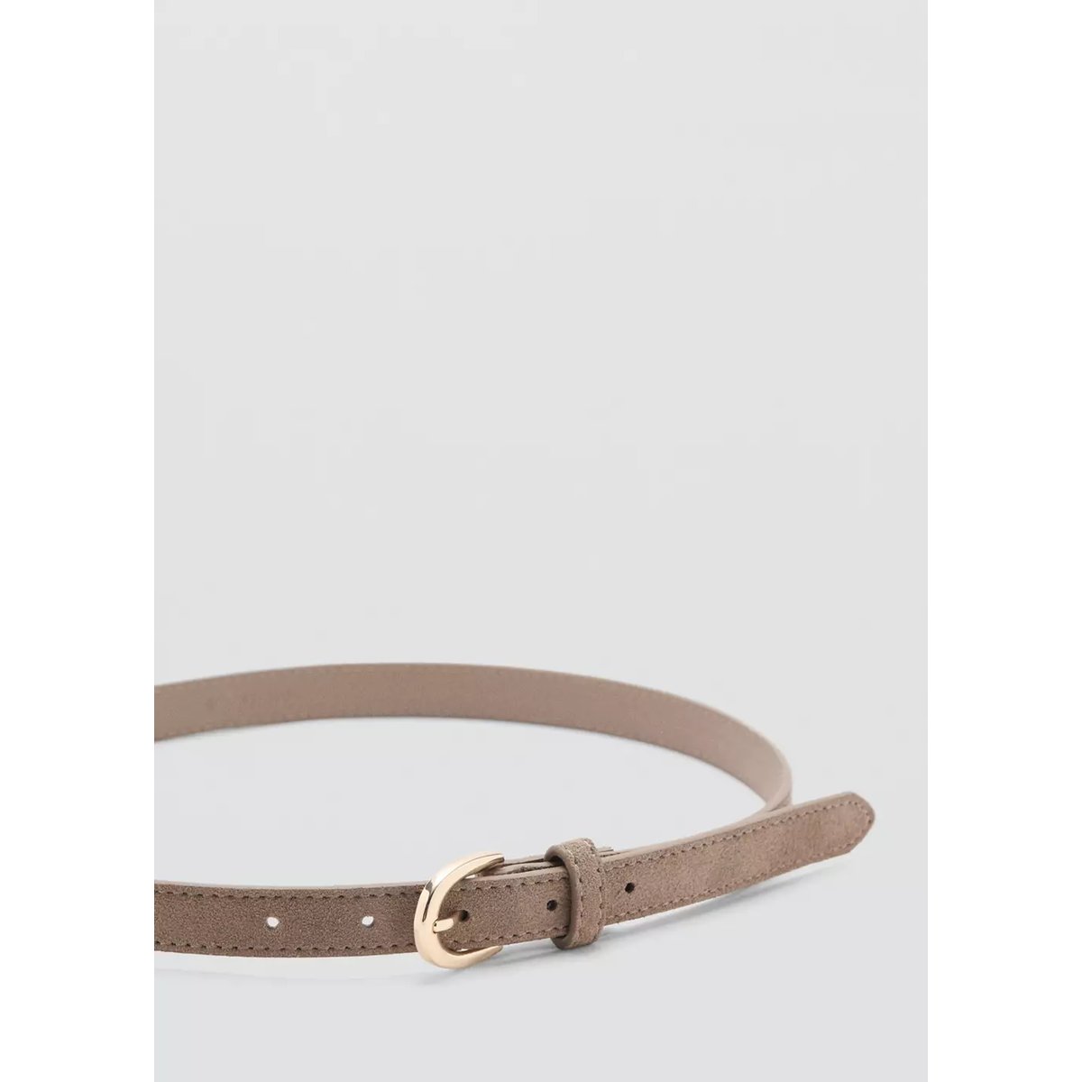 Ceinture cuir suède marron moyen, MANGO