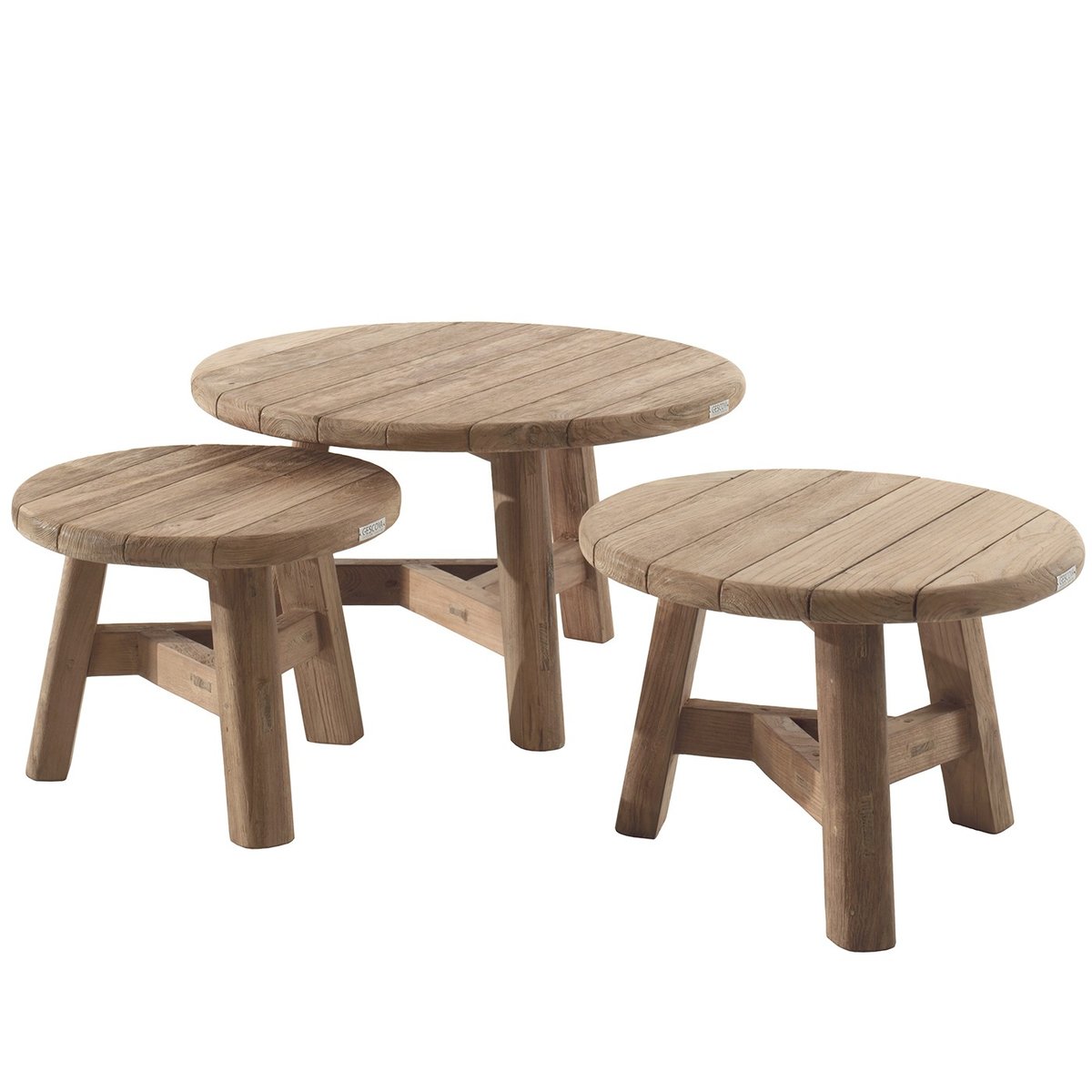 Table basse ronde en teck recyclé 60cm, FERDI bois, GESCOVA