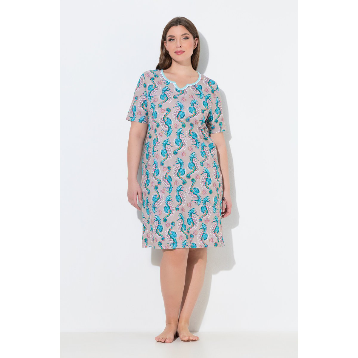 Lot de 2 chemises de nuit, motif hippocampes bleu caraïbes, ULLA POPKEN