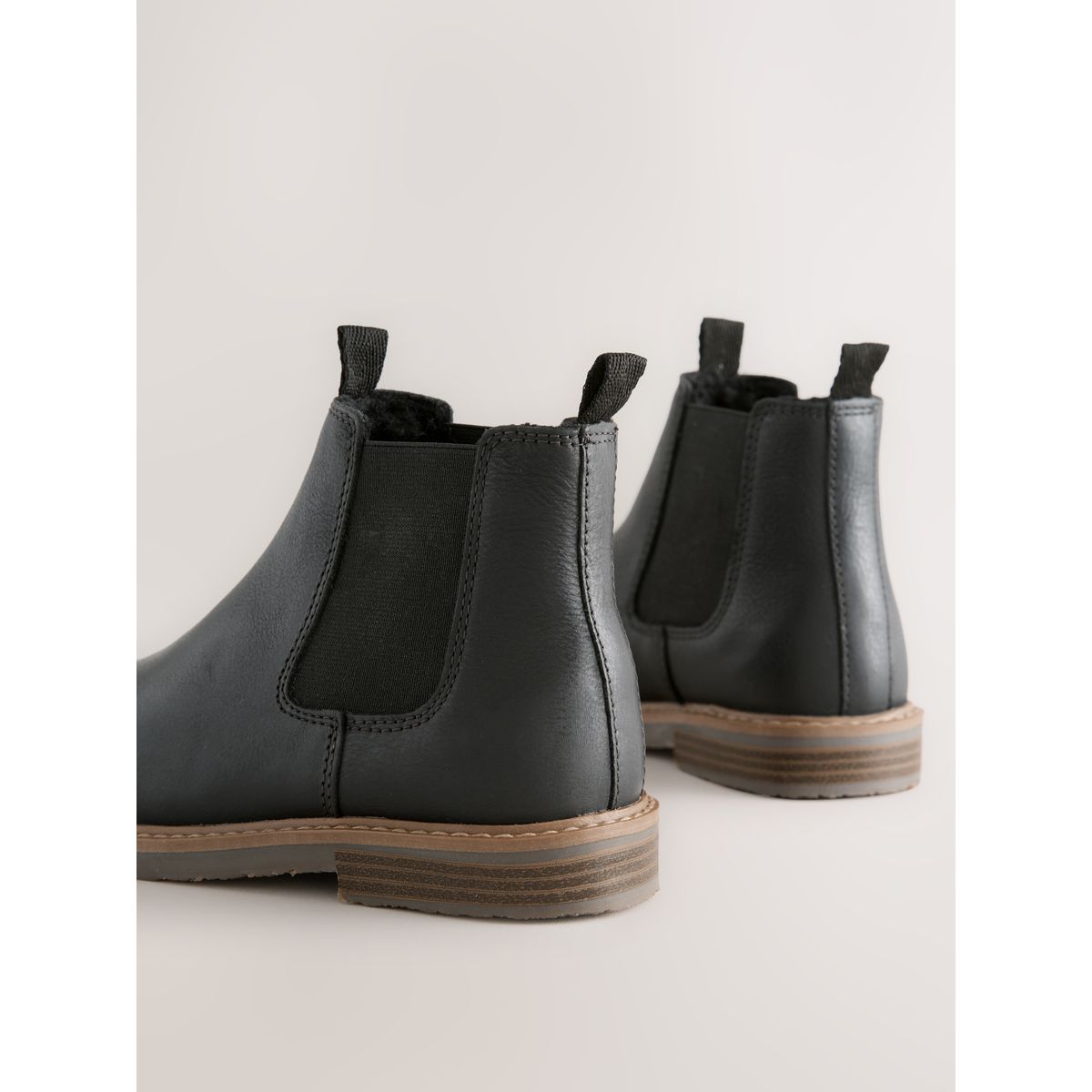 Bottes chelsea en cuir noir, NEXT