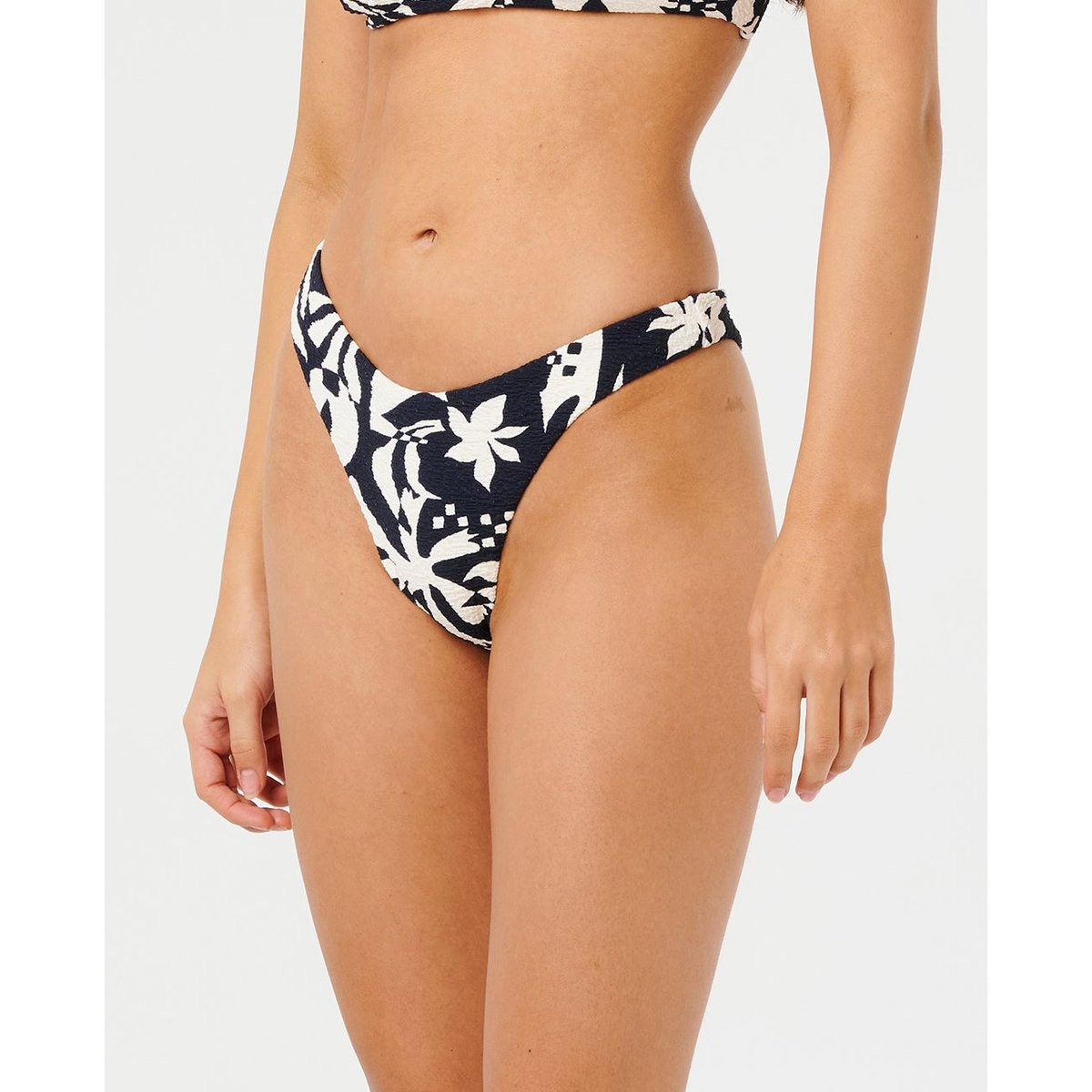 Bas de maillot de bain taille haute brésilien Topanga Geo noir, RIP CURL