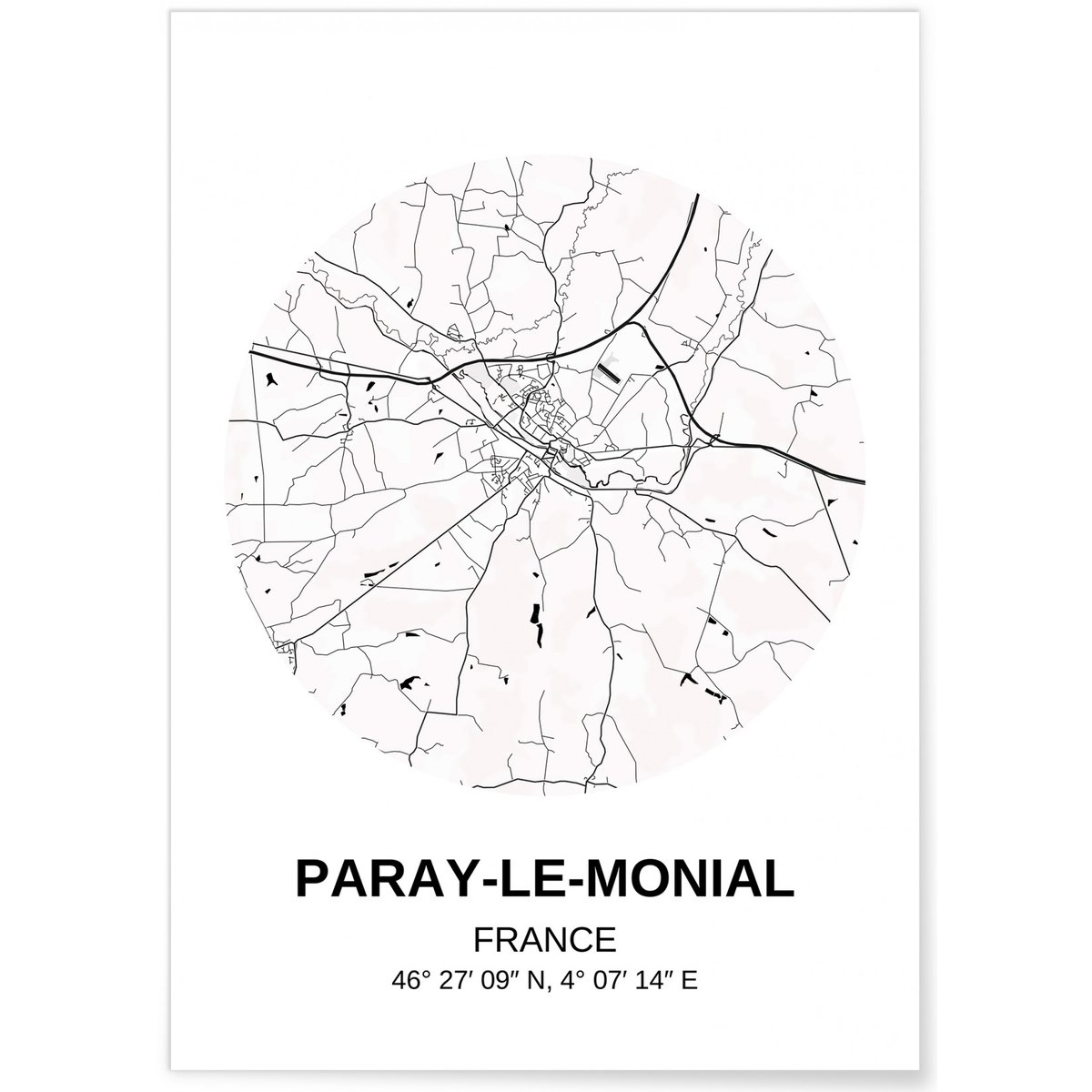 Affiche Carte Paray-Le-Monial blanc, L'AFFICHERIE