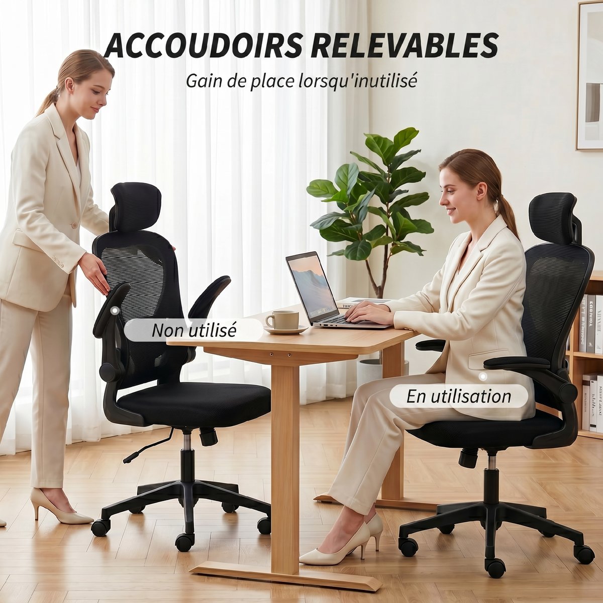 Chaise de bureau Maille Noir noir, HOMCOM