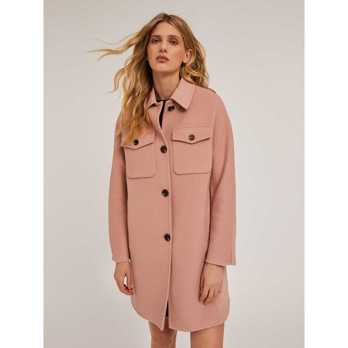 Manteau kimono en laine rose, MOTIVI