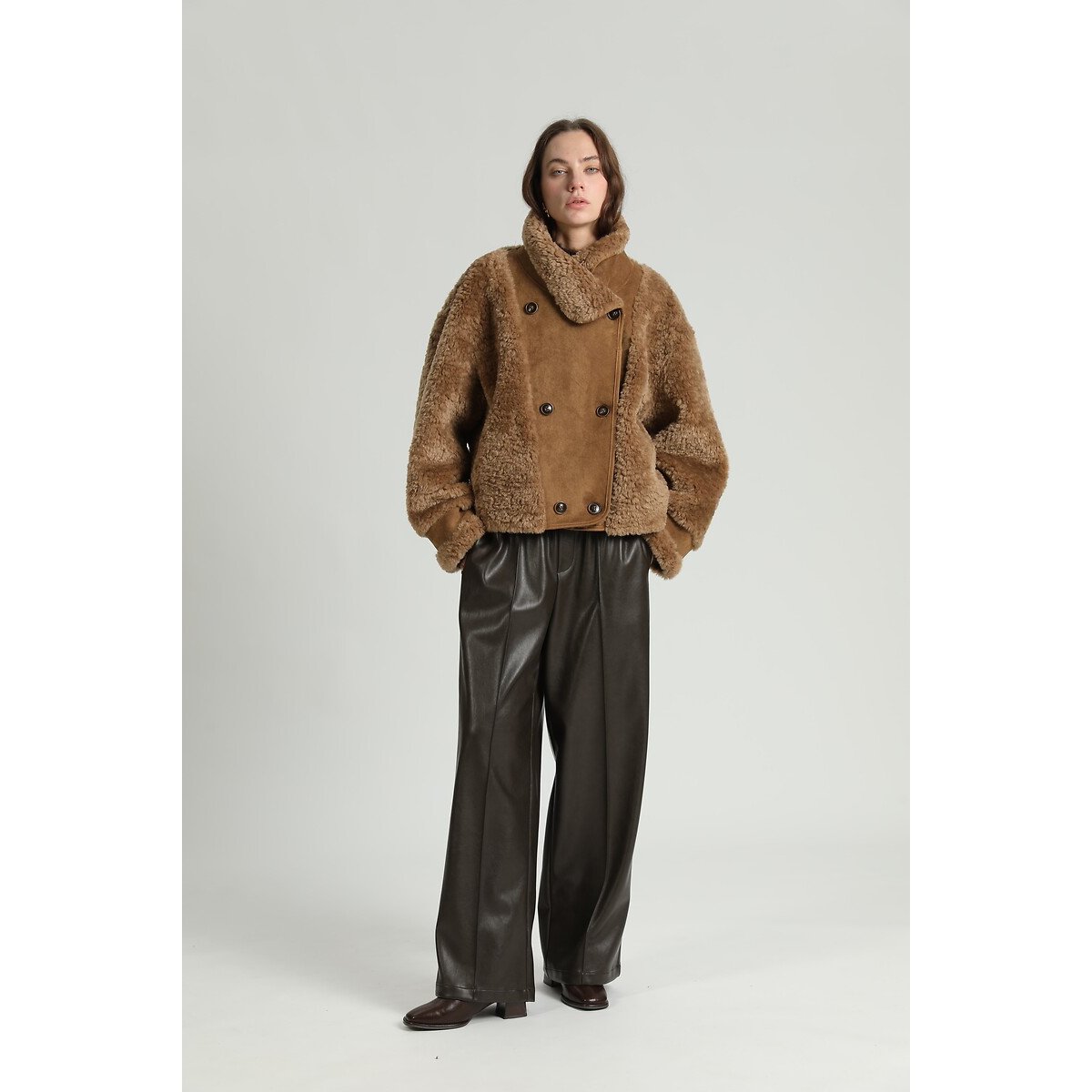 Manteau réversible en sherpa camel, SEE U SOON
