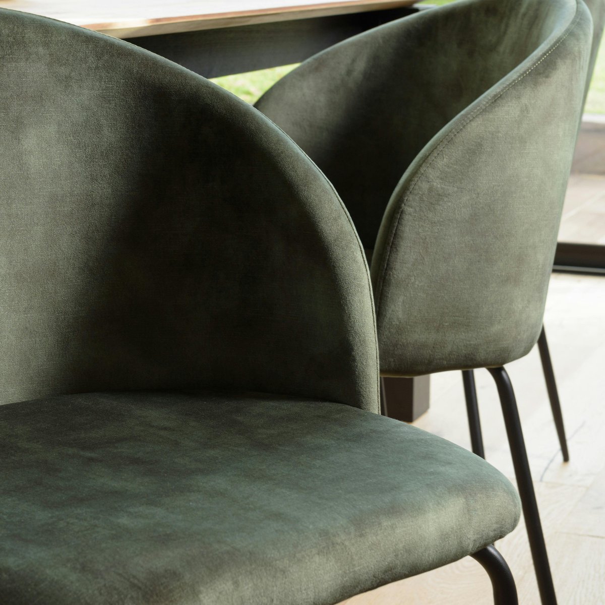 Chaise de salle à manger velours vert dossier rond (lot de 2) TIM vert, PIER IMPORT