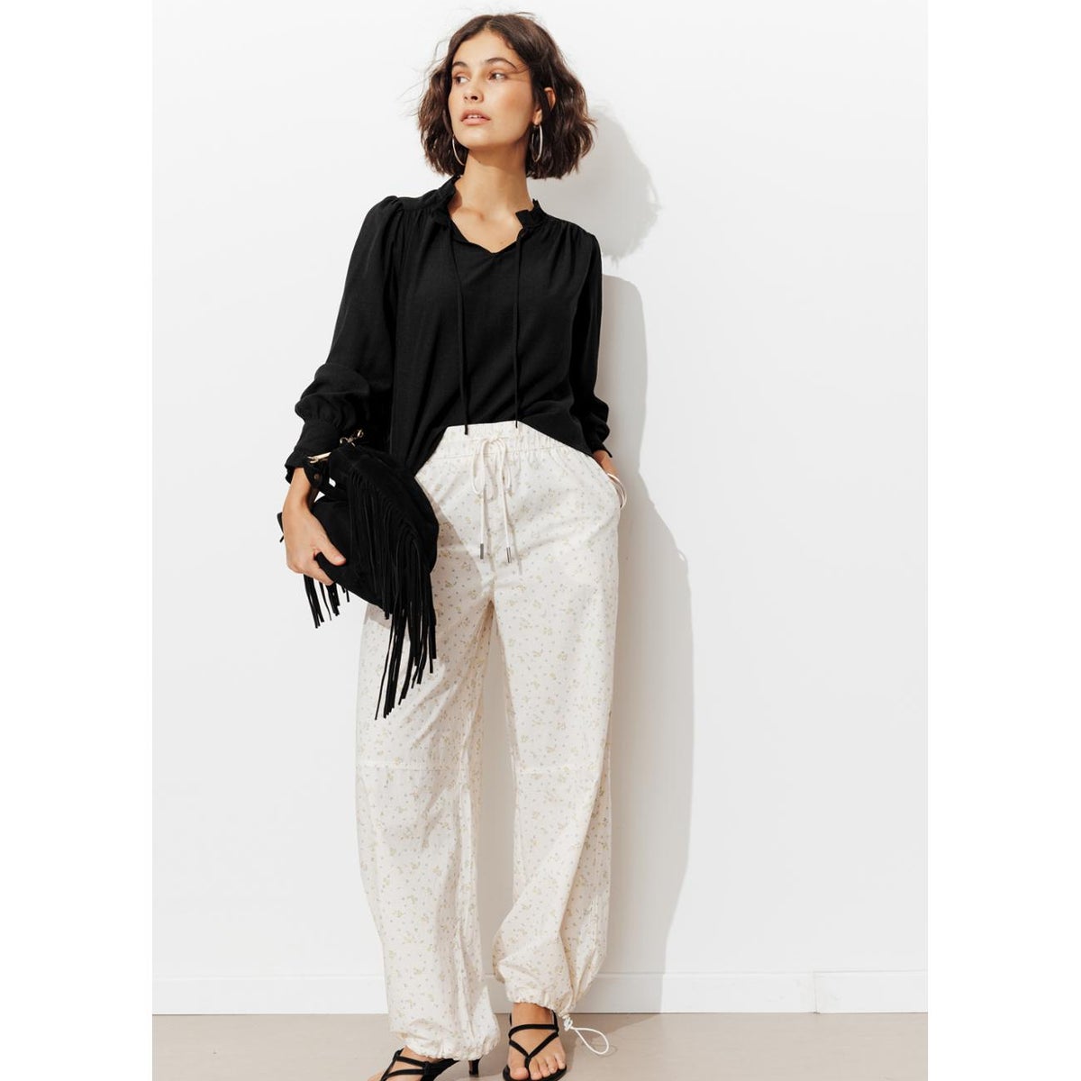 Blouse col frou-frou noir, PROMOD