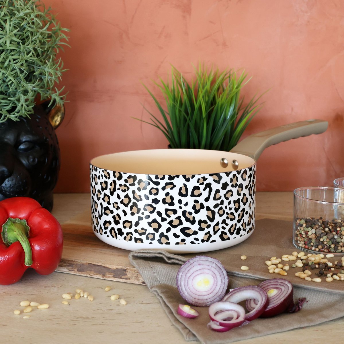 Casserole 18cm en aluminium recyclé, LEOPARD léopard, MENASTYL