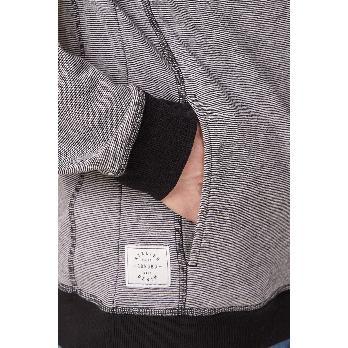 Gilet manches longues zippé bleu marine, BONOBO