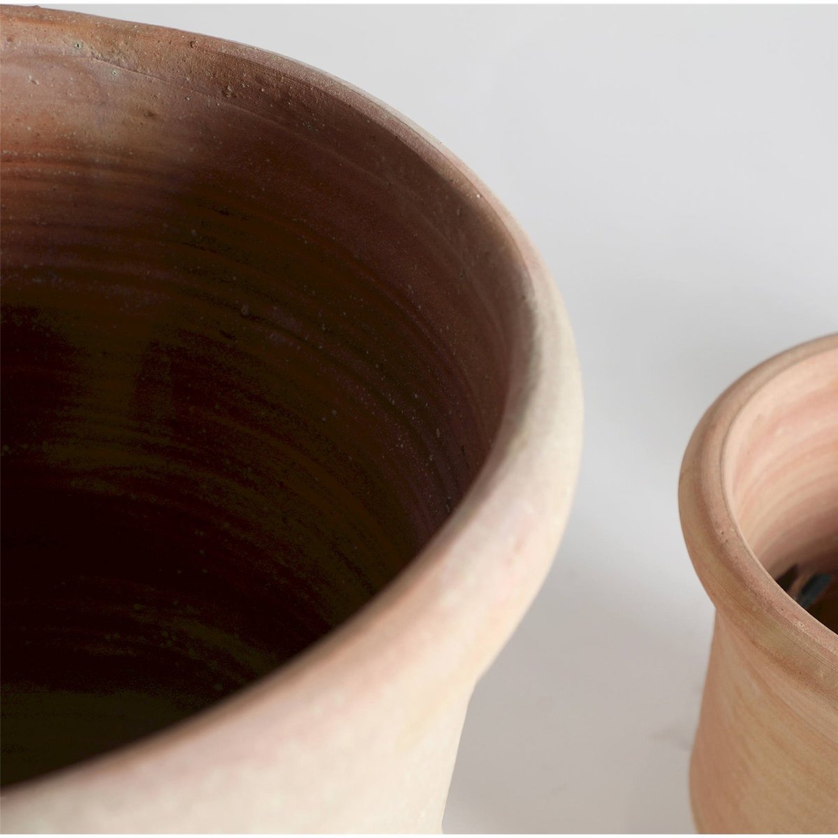 Cache-pots en argile fait main, Lot de 3 beige clair et terre cuite, RECOLLECTION