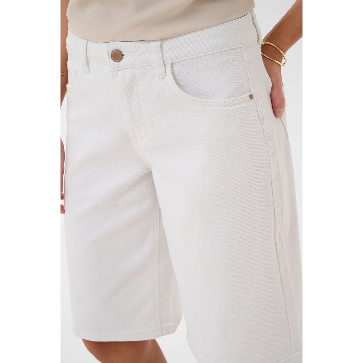 Shorts casual blanc snow white, CREAM