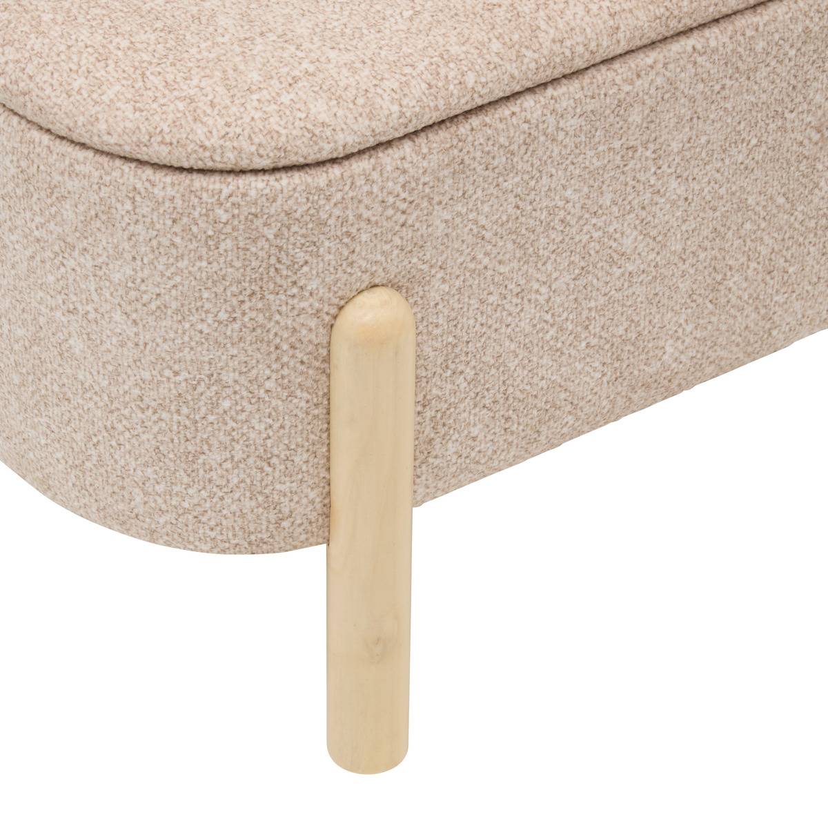 Banc coffre ovale 1 place en pin MUKA beige, ATMOSPHERA