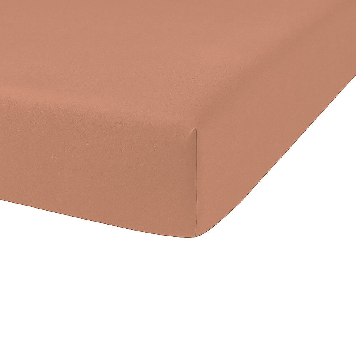 Drap housse coton et lyocell bonnet 30 cm uni, MENO terracotta, C DESIGN HOME TEXTILE