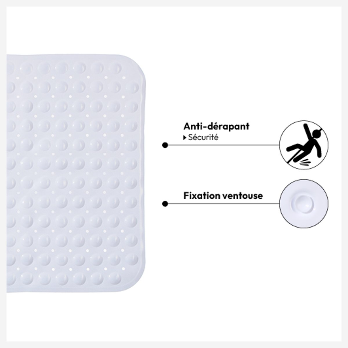 Tapis anti-dérapant pour douche et baignoire blanc, 5FIVE SIMPLY SMART