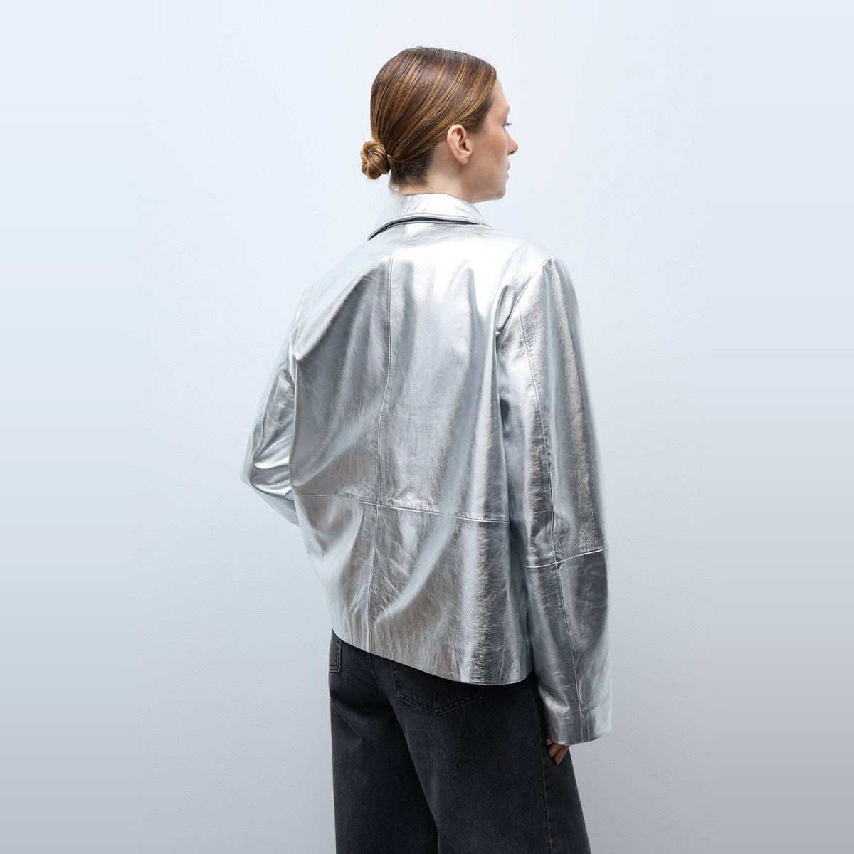 Veste é en cuir silver, MONOPRIX