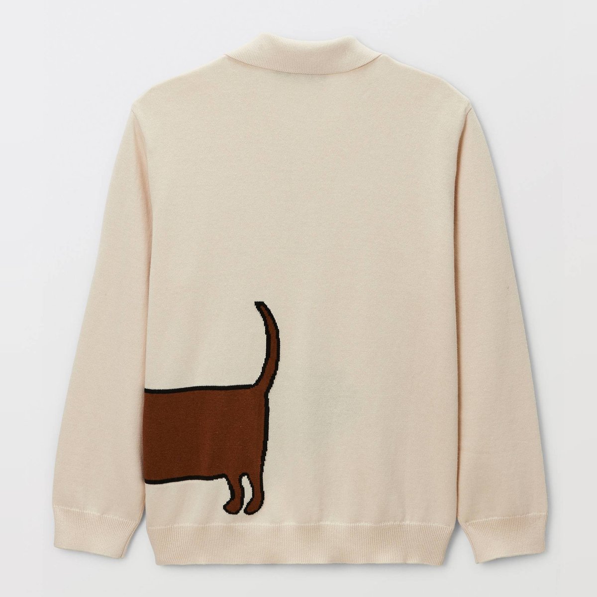 Pull col polo imprimé en coton naturel, MONOPRIX