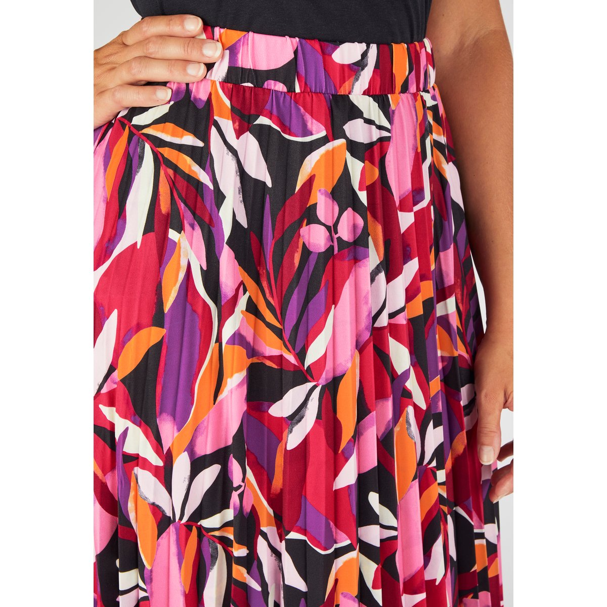 Jupe maille plissée rose tropical, DAMART