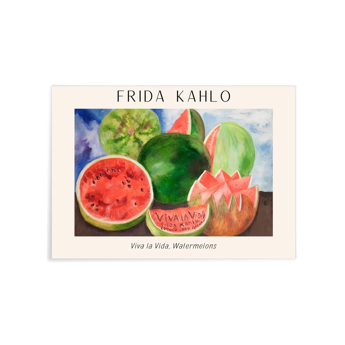 Affiche Frida Kahlo « Viva la Vida, Watermelons » blanc, L'AFFICHERIE