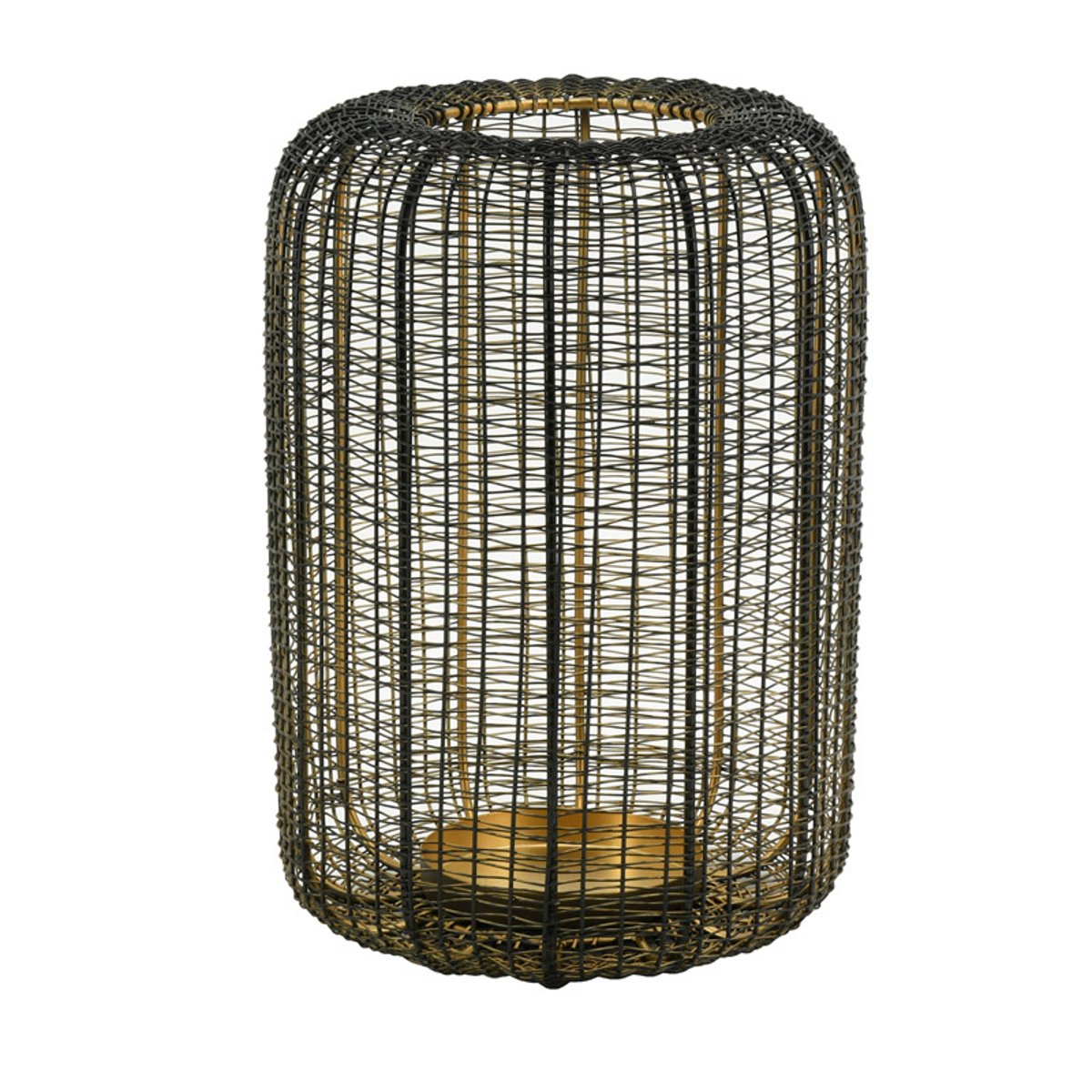 Photophore fil de métal noir doré h 32cm couleur unique, AUBRY GASPARD