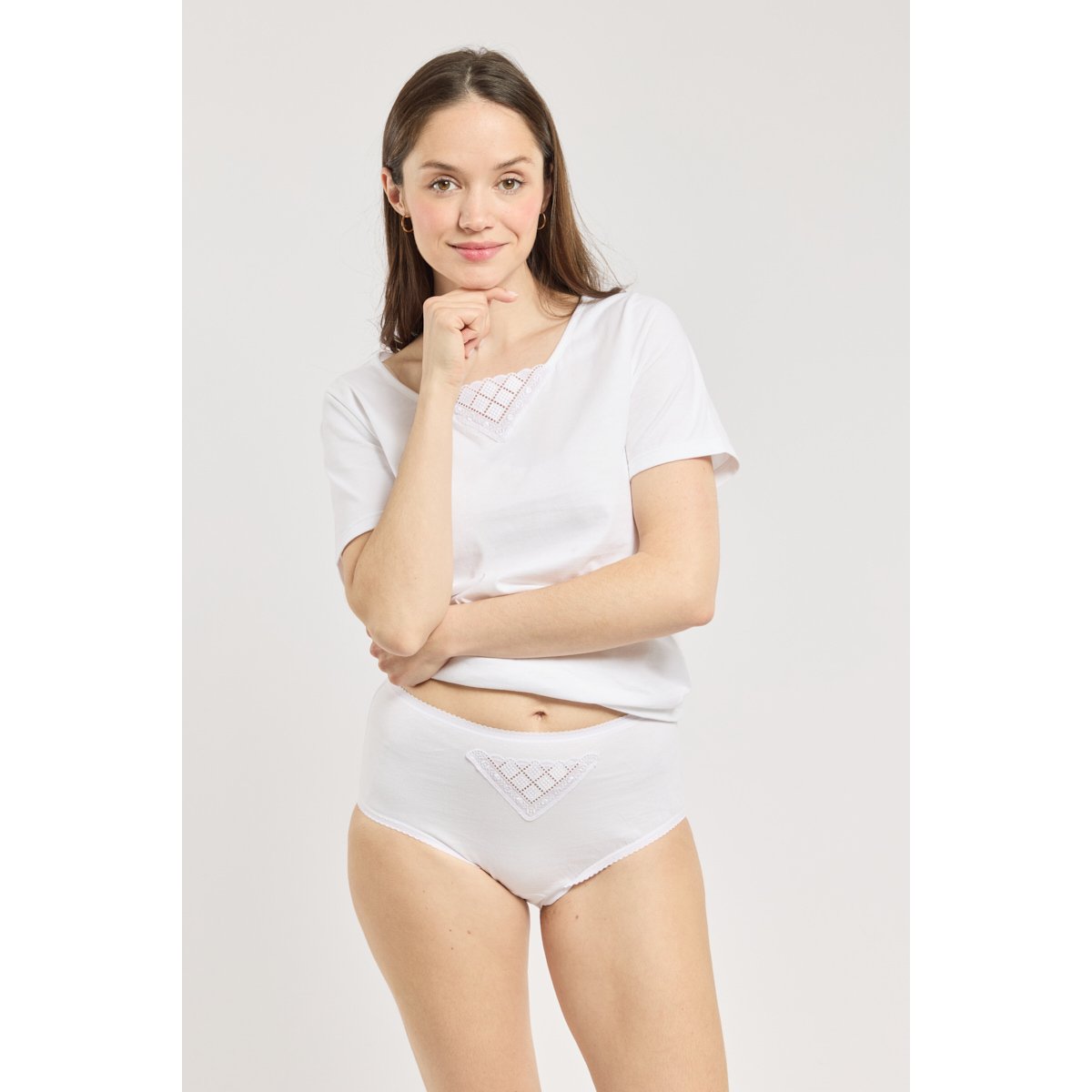 Culotte taille haute en coton peigné doelan blanc 2241, ARMOR-LUX