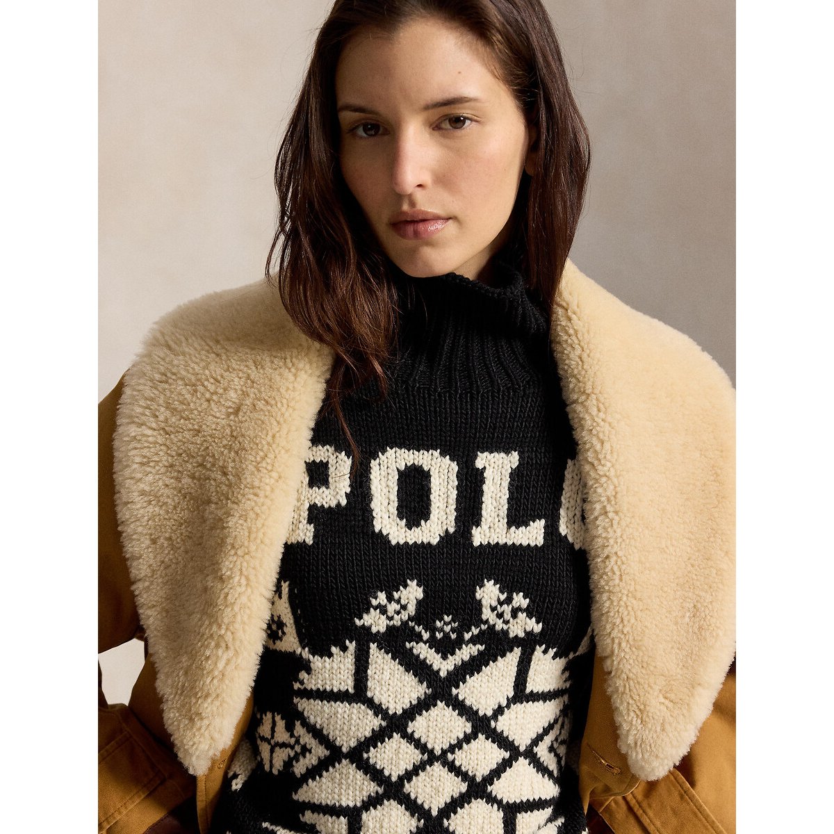 Pull col montant avec étoile des neiges noir/crème, POLO RALPH LAUREN