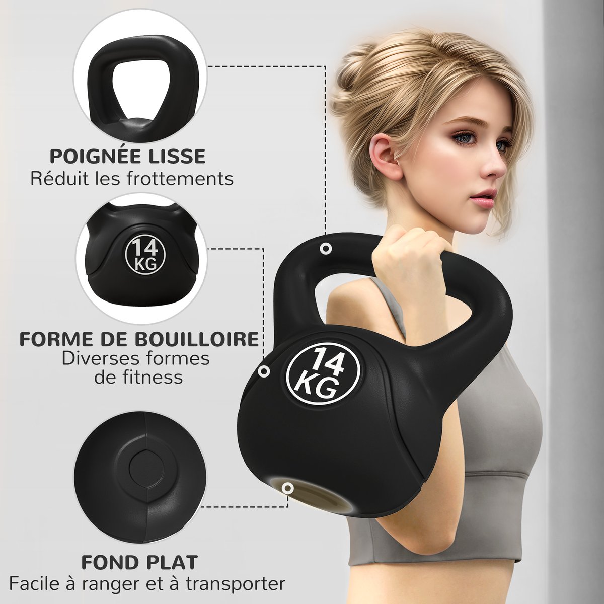 Kettlebell Sable Noir noir, HOMCOM