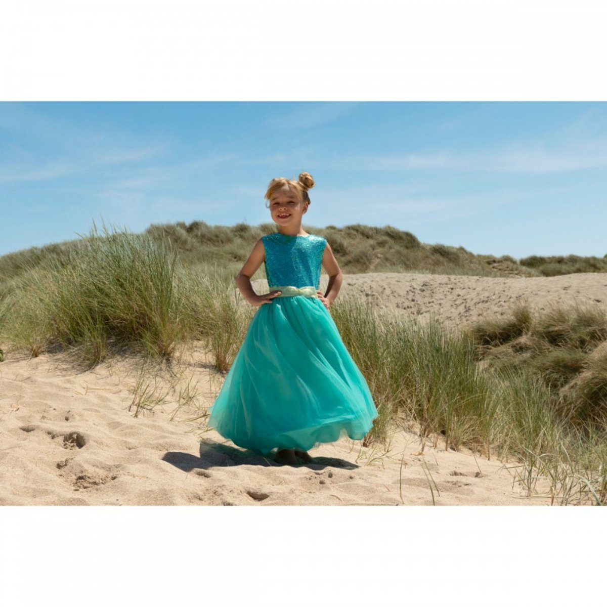 Robe Joséphine 3-4 ans vert, PIOUPIOU ET MERVEILLES