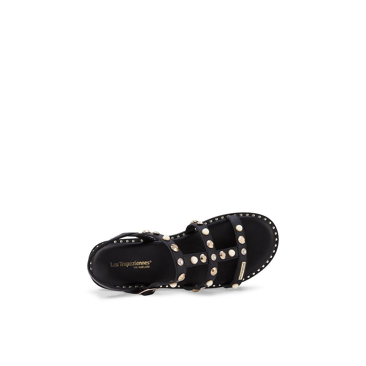 Platte sandalen in leer Corlylow zwart, LES TROPEZIENNES PAR M.BELARBI