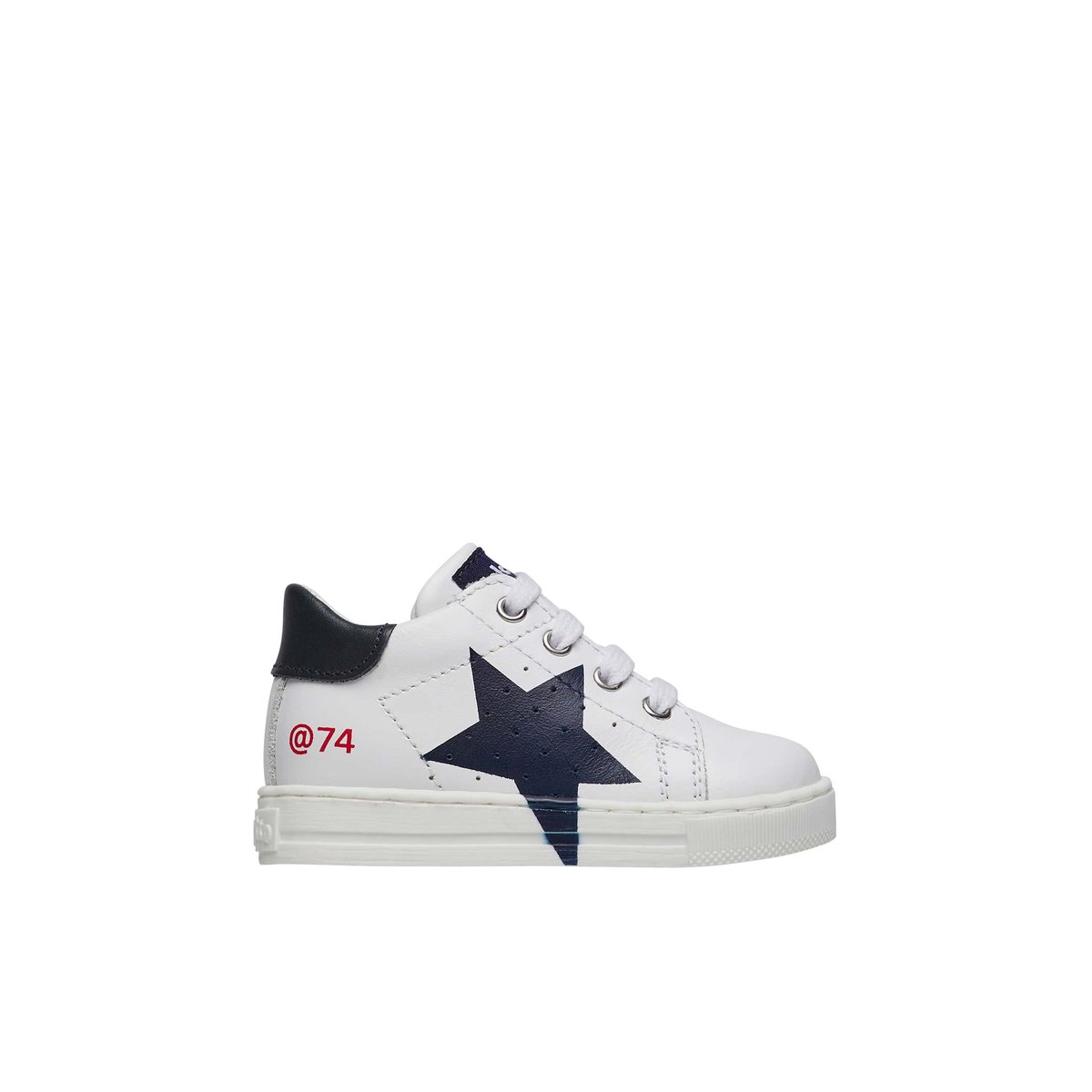 Sneakers en cuir avec étoile SALAZAR 3 blanc-bleu, FALCOTTO