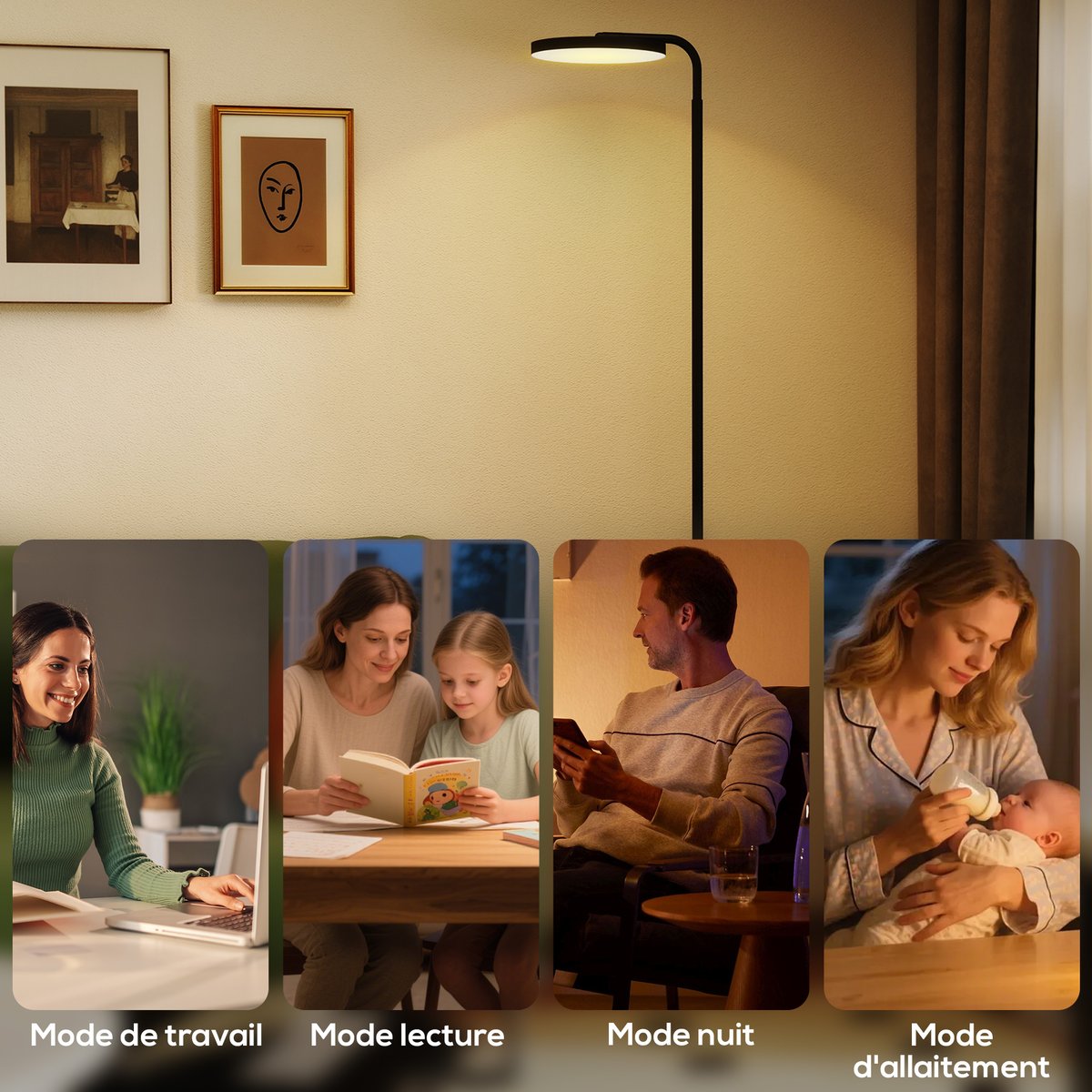 Lampadaire Acier Noir noir, HOMCOM