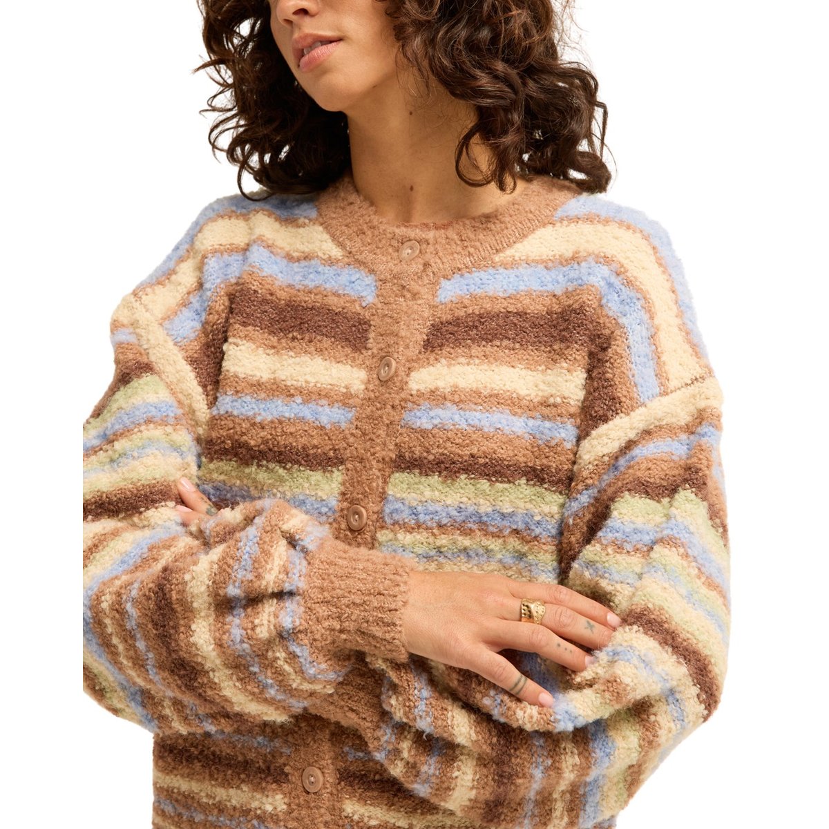 Gilet en tricot BAYSIDE STRIPES rouge sugar almond, BILLABONG
