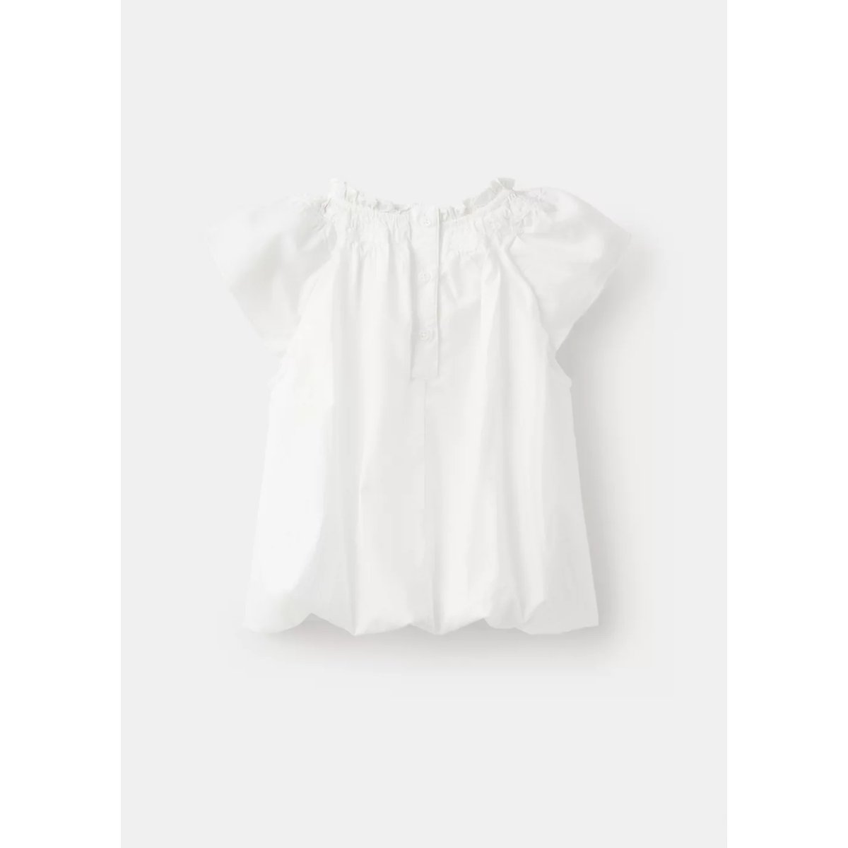 Blouse en coton à bas bouffant blanc, MANGO BABY