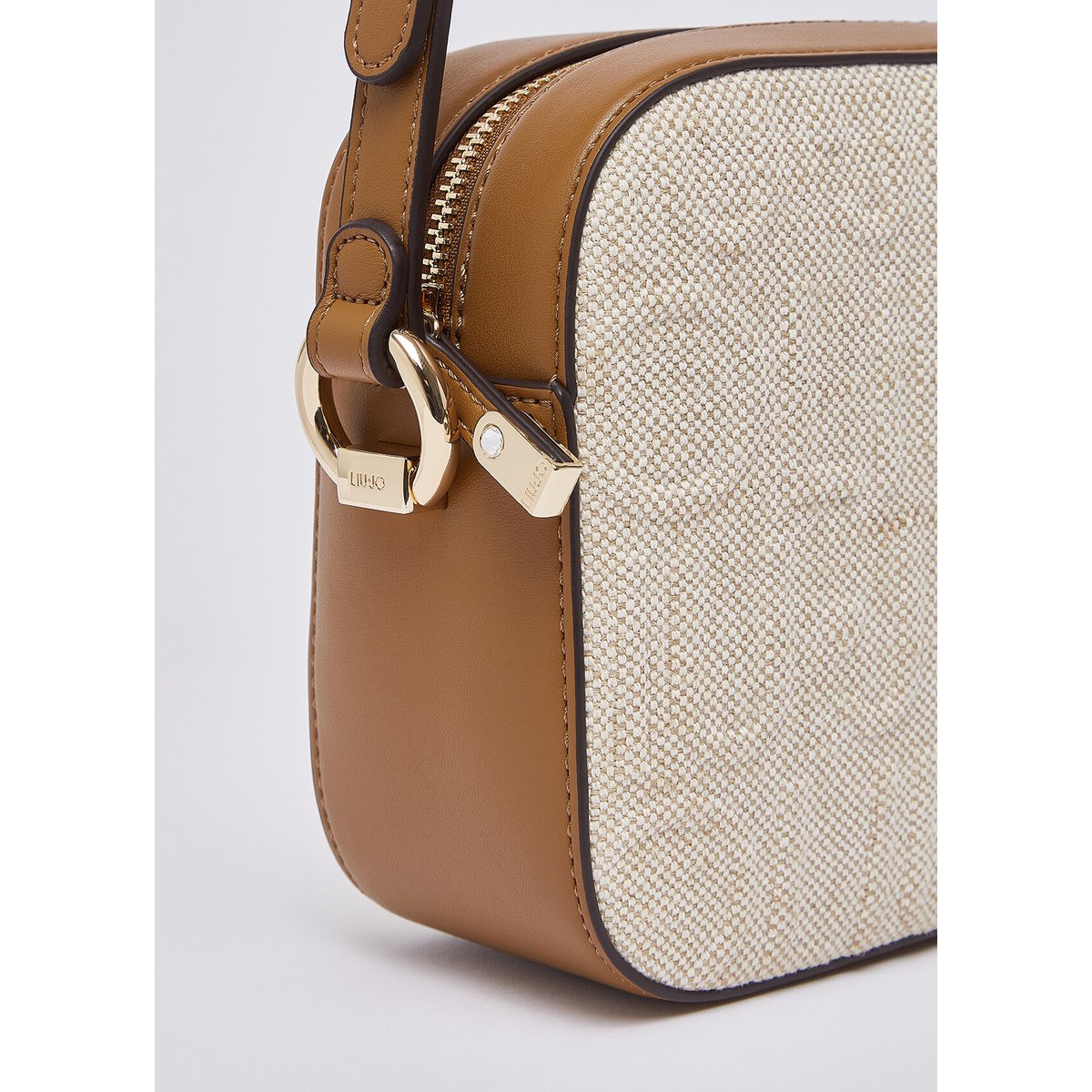 Sac à bandoulière moyen modèle en jute beige, LIU JO