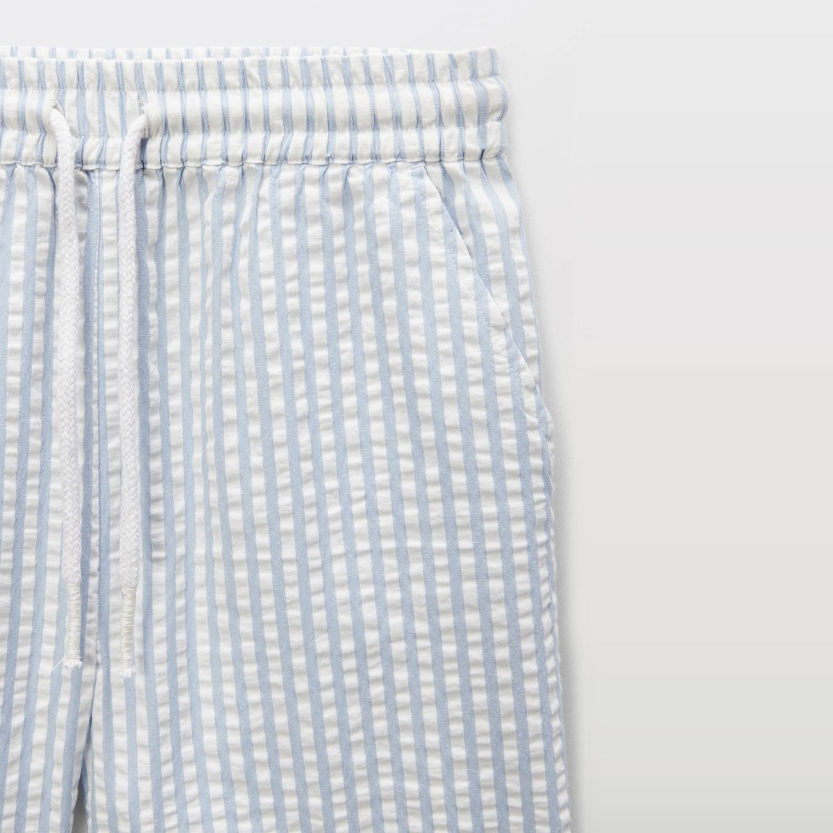 Short élastiqué seersucker rayé en coton BIO GOTS ecru, MONOPRIX