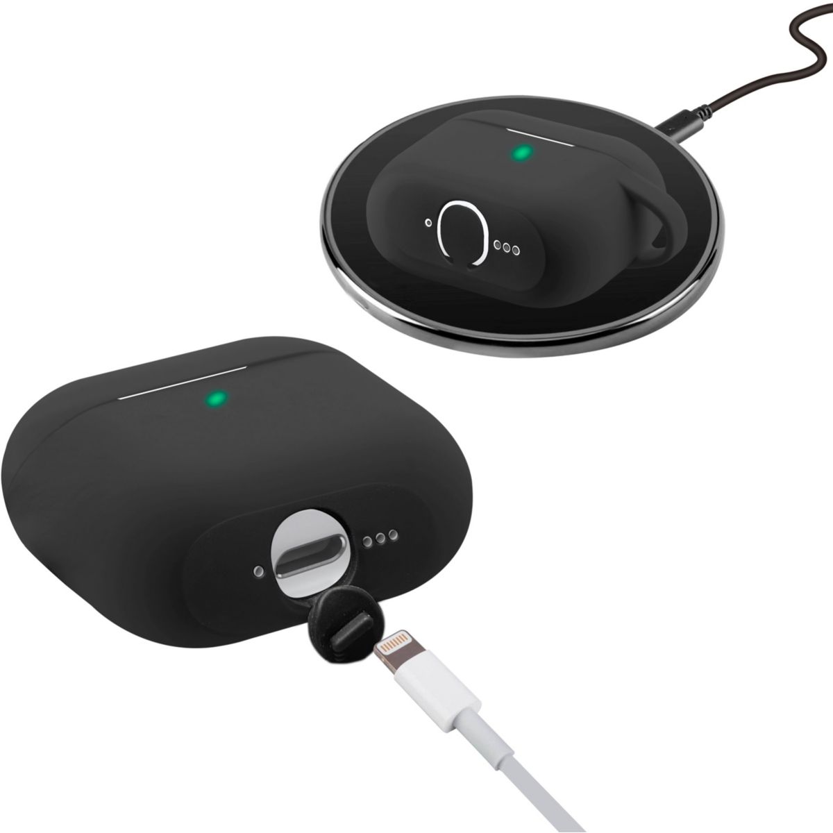 Pack étui Airpods 4 Noir couleur unique, ESSENTIEL B