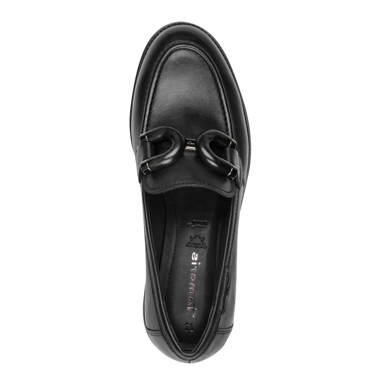 Slipper en cuir noir, TAMARIS