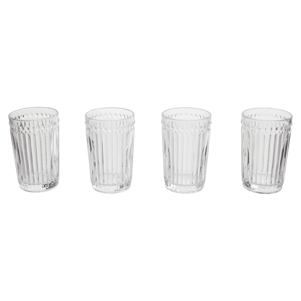 Set of 4 Fluted Embossed Tumbler Glasses transparent, SO'HOME