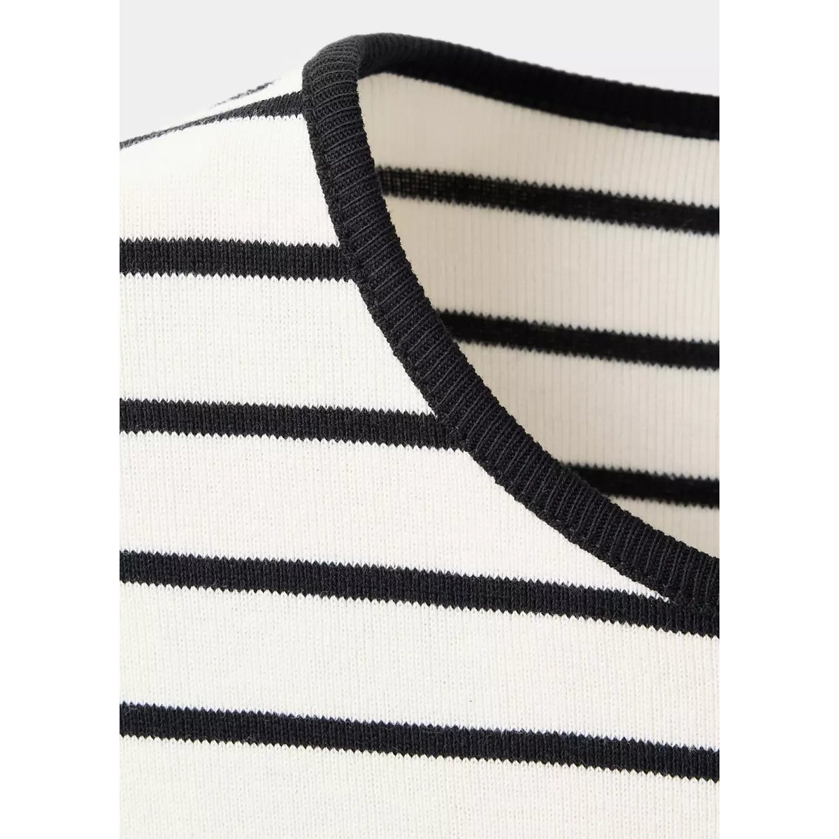 T-shirt coton liserés contrastants noir, MANGO